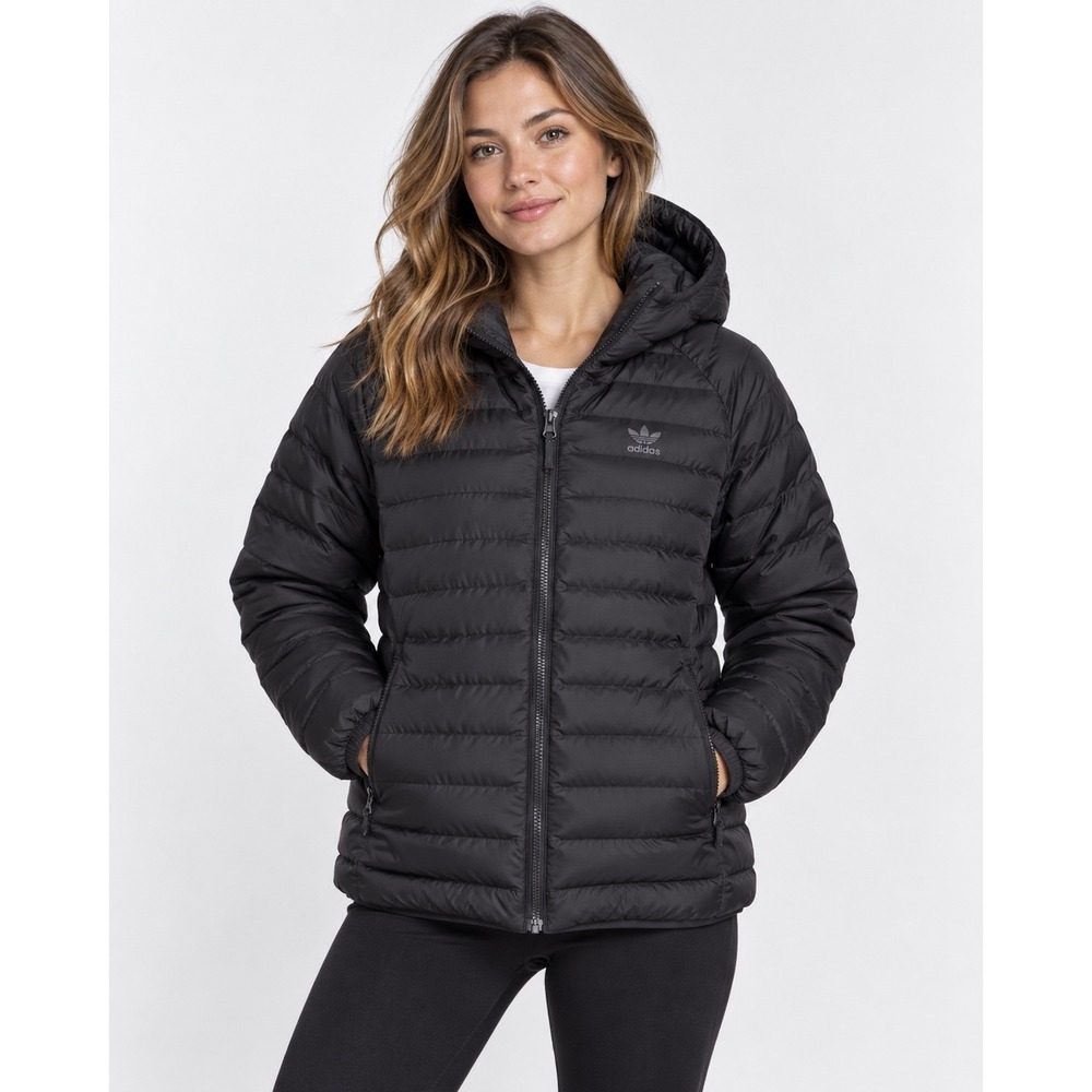 Adidas Originals Helionic Hooded Down Puffer Jacket Black Womens Small HG6285
